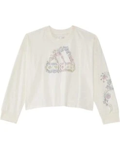 adidas Kids Long Sleeve Waist Crew Heather Tee (Toddler/Little Kid) | Shirts & Tops