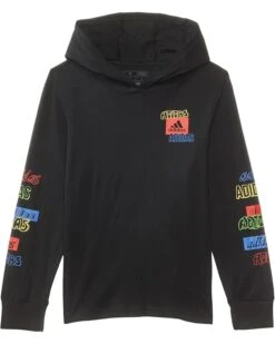 adidas Kids Hooded Lineage Stack Long Sleeve Tee (Big Kid) | Shirts & Tops