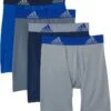 adidas Kids Performance Long Boxer Briefs Underwear 4-Pack (Big Kids)