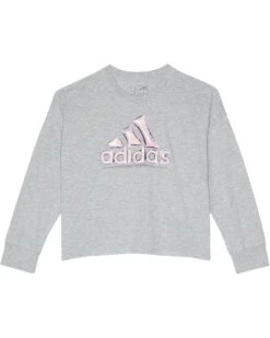 adidas Kids Long Sleeve Waist Crew Neck Heather Tee(Big Kid) | Shirts & Tops