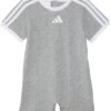 adidas Kids 3S Logo Heather Romper (Infant) | Jumpsuits & Rompers