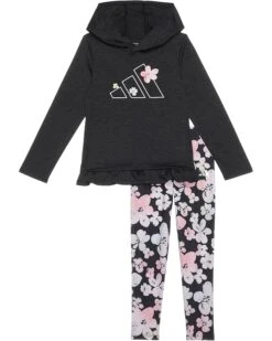 adidas Kids Ruffle Melange Top Aop Legging Set (Toddler/Little Kid) | Kids' Sets