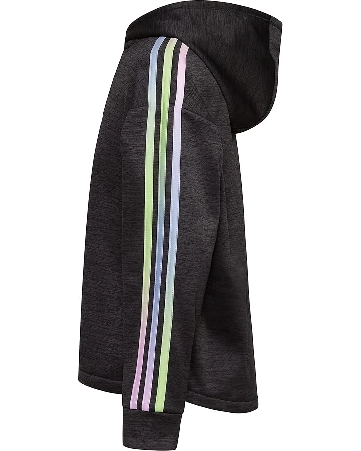 adidas Kids 3-Stripes Hooded Game&Go Poly Melange Fleece Pullover (Toddler/Little Kids) | Hoodies & Sweatshirts 2 adidas Kids 3-Stripes Hooded Game&Go Poly Melange Fleece Pullover (Toddler/Little Kids) | Hoodies & Sweatshirts - Image 2